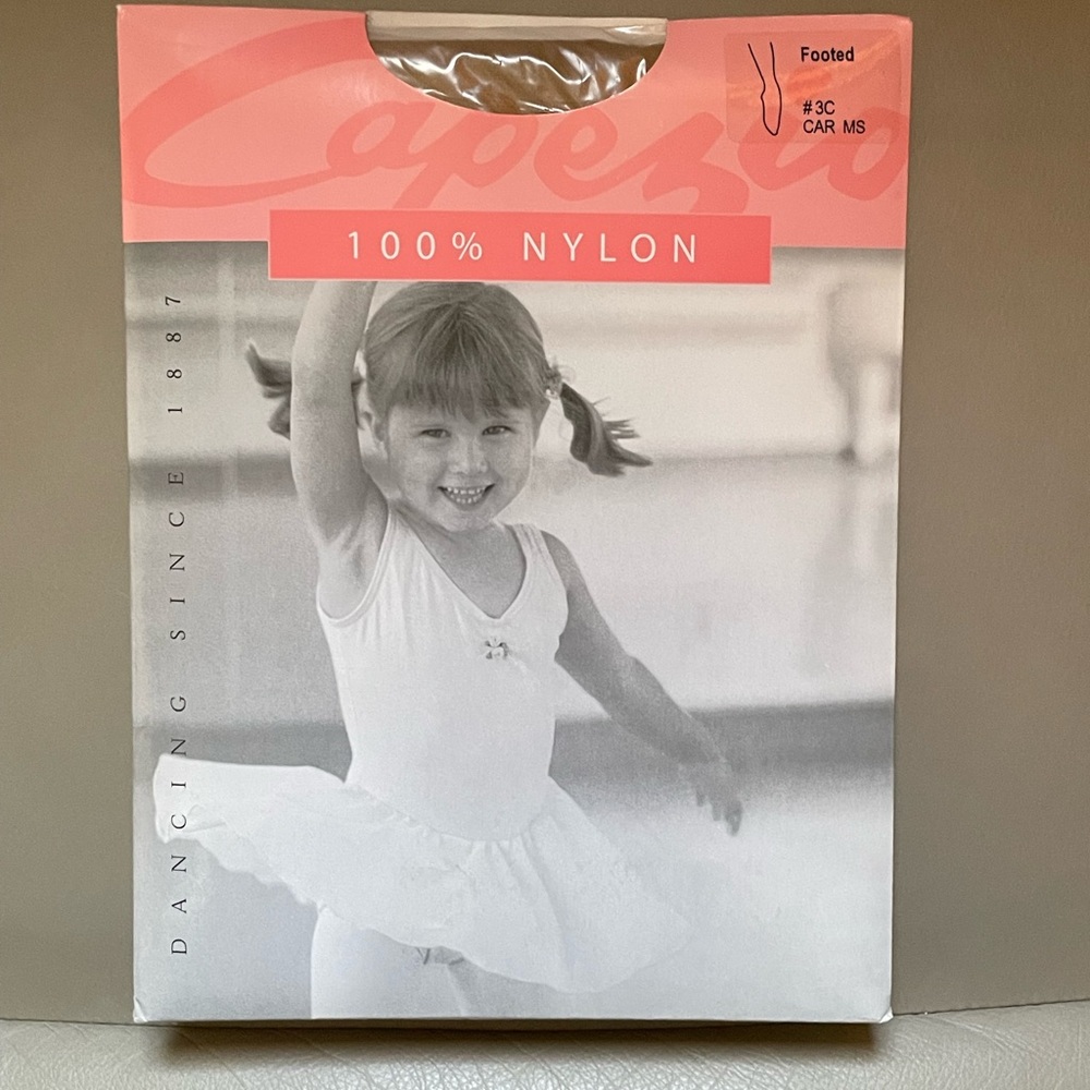 NIB Capezio Child #3C Seamless Footed Tights — Caramel (CAR) — Size MS (4-7 yrs)